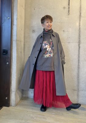 「トリトラ」コーディネート提案会④秋を感じる深紅を着こなす